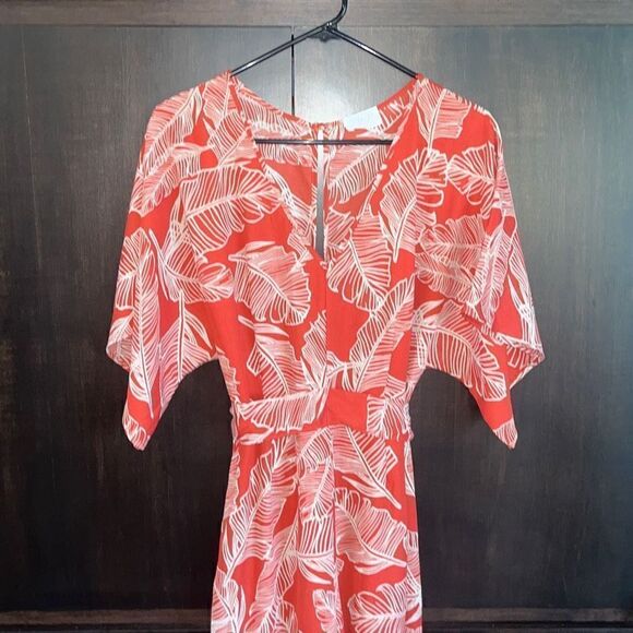 Sienna Sky Palm Leaf Orange Wide Leg Jumpsuit Medium - Picture 3 of 5